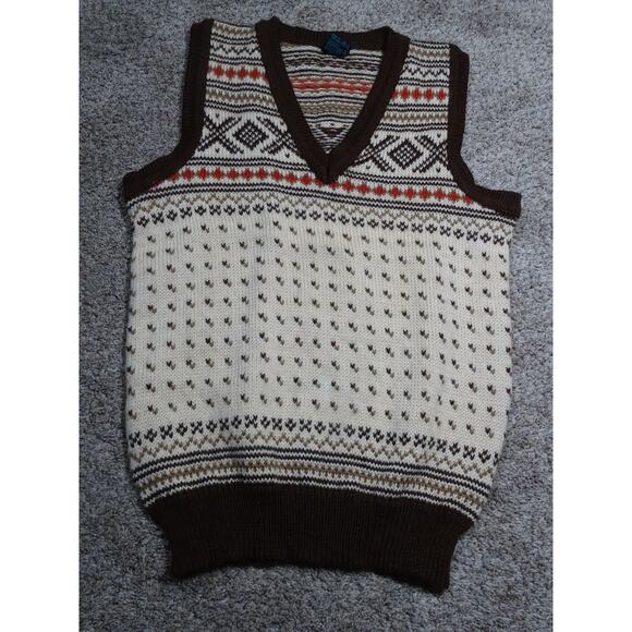 Vintage Dale of Norway Pure New Wool V-Neck Sweater Vest Nordic Fair Isle XS 38 - Picture 1 of 8
